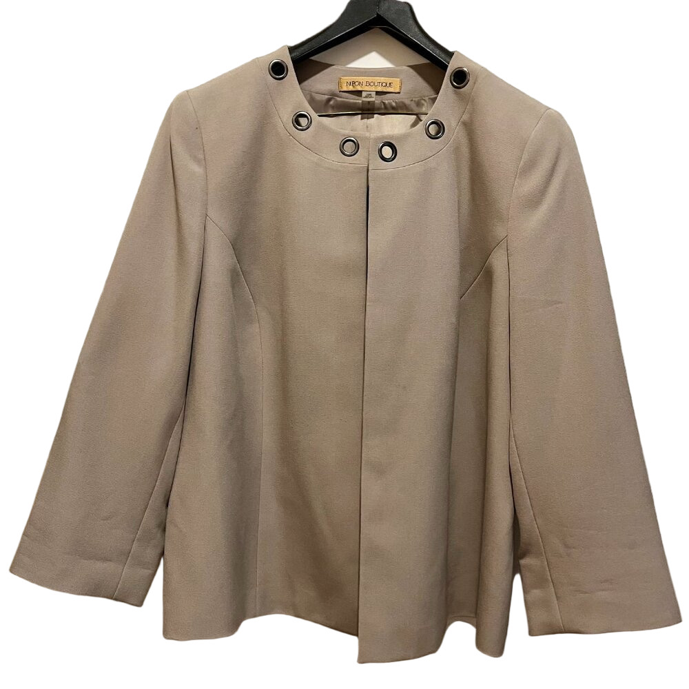 Nipon Boutique Tan Blazer 16W with Grommet Detail